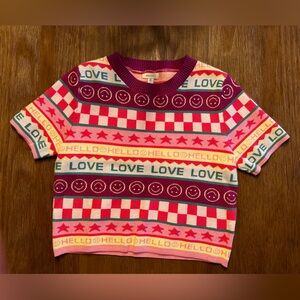 DEBUT Short Sleeve Sweater - Size Large - Multi colored